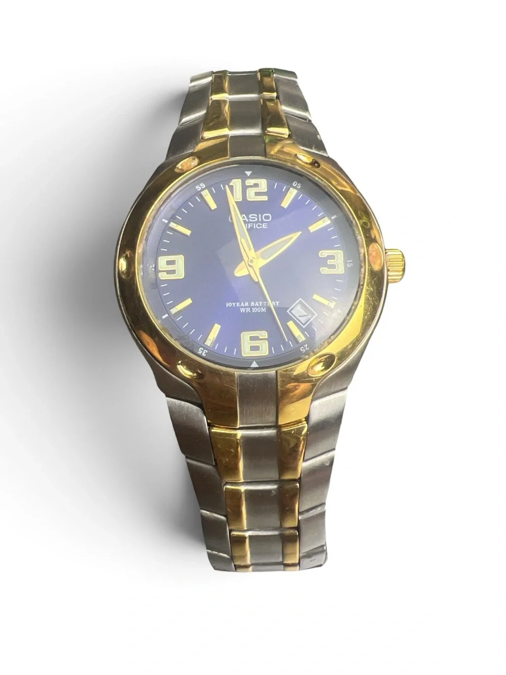 Casio Edifice EF-106 Two Tone Blue Dial Men's Watch Date WR100M New Battery
